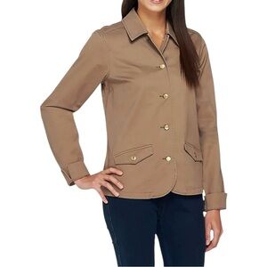 Liz Claiborne New York Size 12 Button Front Elastic Back Stretch Twill Jacket